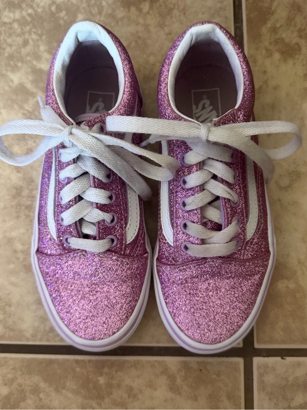 Kids Pink Glitter Vans